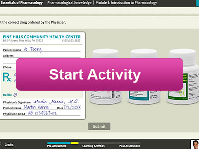 Earn points by practicing reading prescription labels in this pharmacology lab from Cengage Learning.